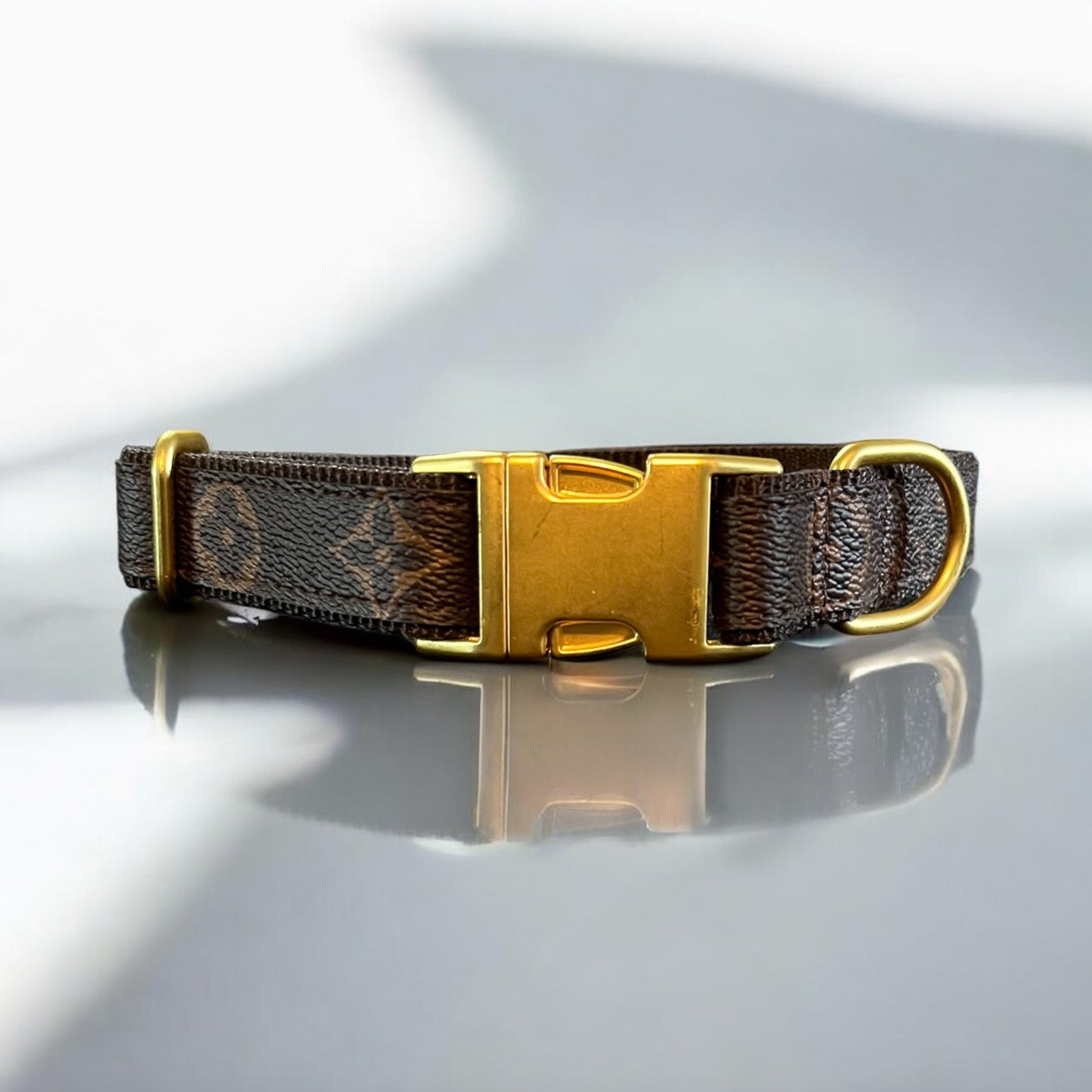 LV Monogram Handmade Dog Collar