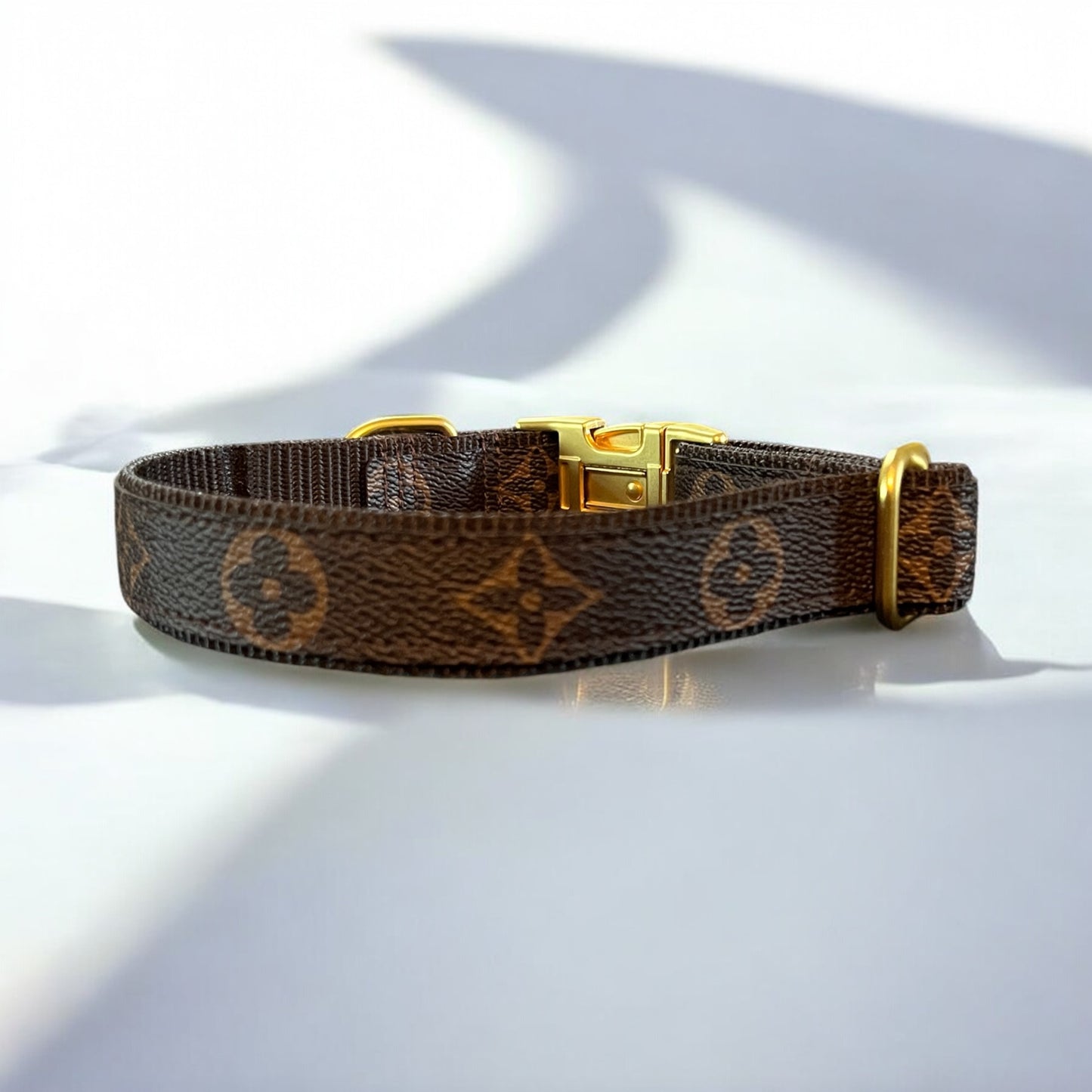 LV Monogram Handmade Dog Collar