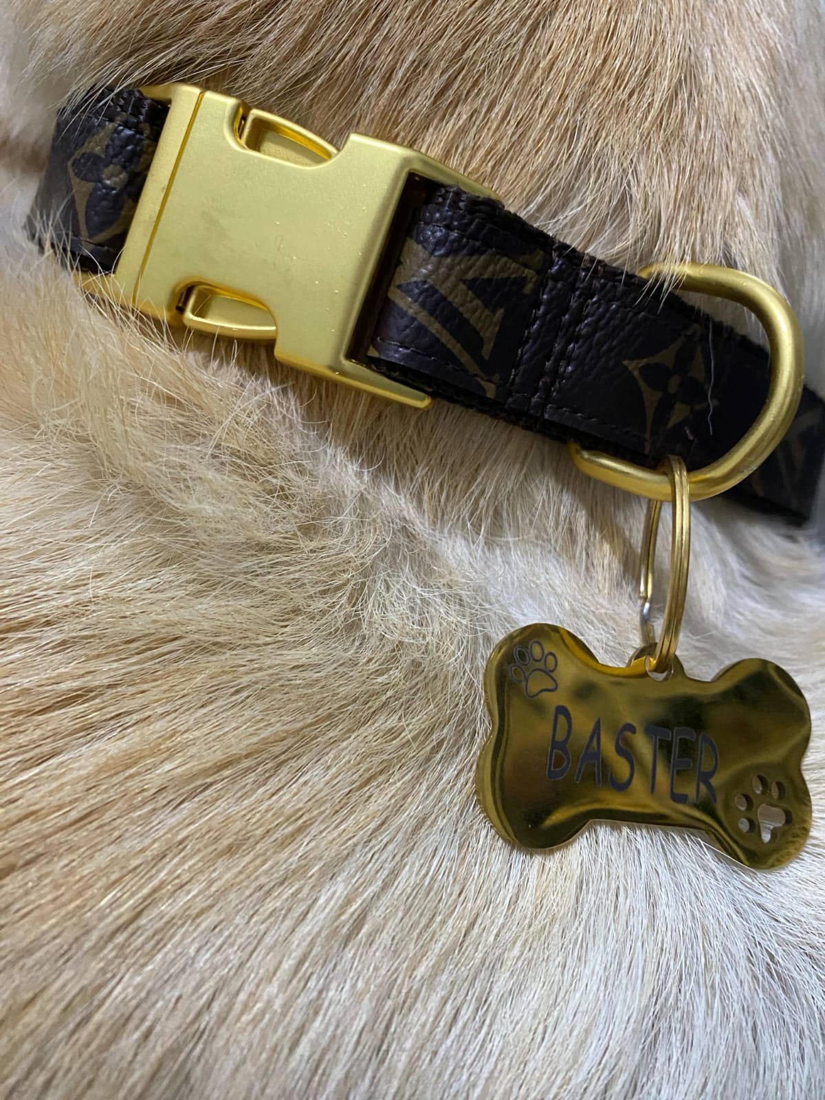 LV Monogram Handmade Dog Collar