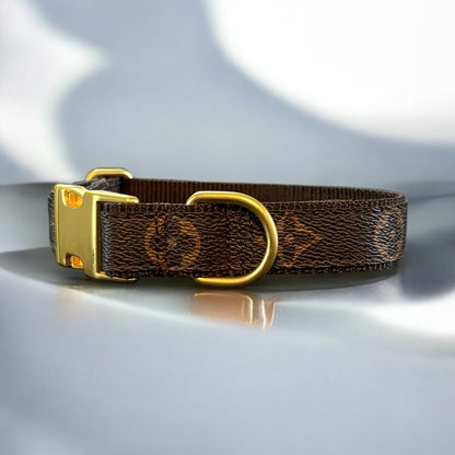 LV Monogram Handmade Dog Collar