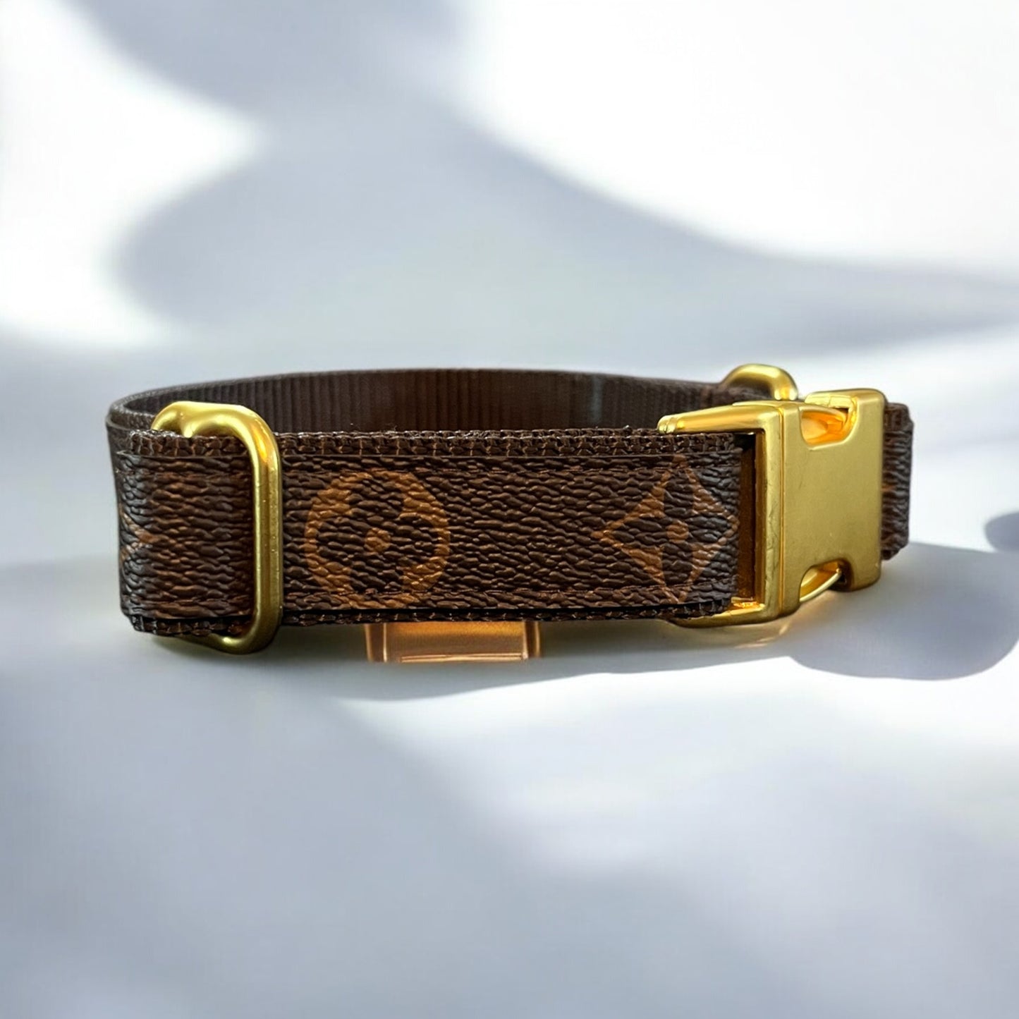LV Monogram Handmade Dog Collar