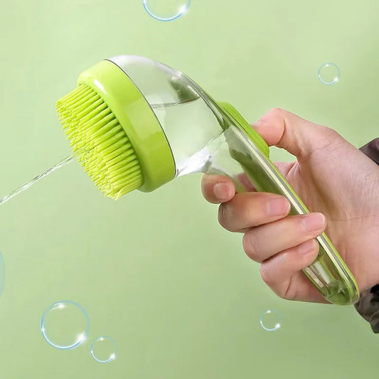 Soft Silicone Pet Bath Brush With Shampoo Dispenser