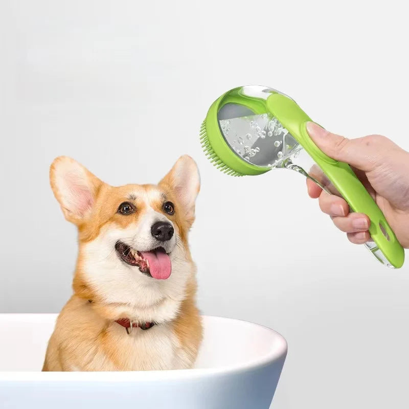 Soft Silicone Pet Bath Brush With Shampoo Dispenser