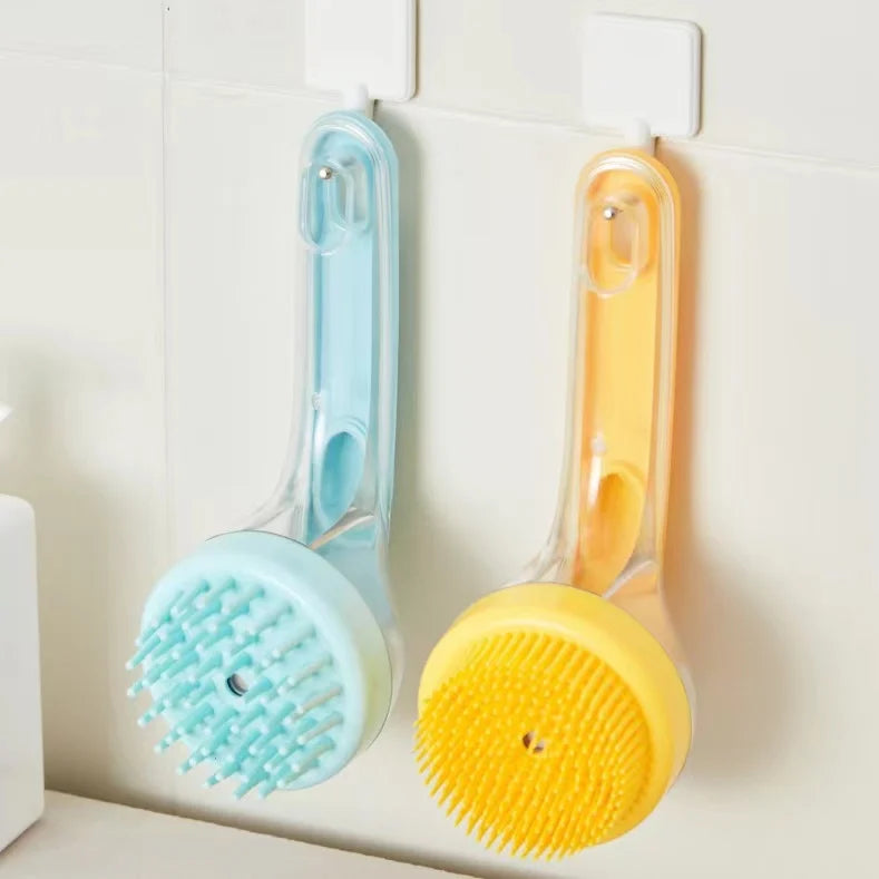 Soft Silicone Pet Bath Brush With Shampoo Dispenser